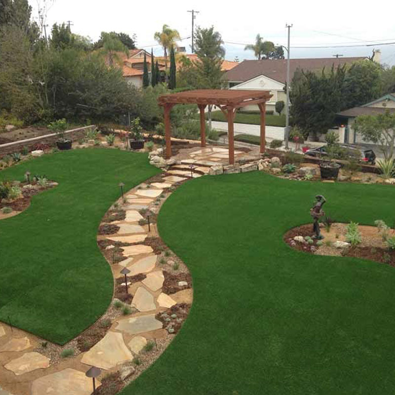 new landscaping stones and grass