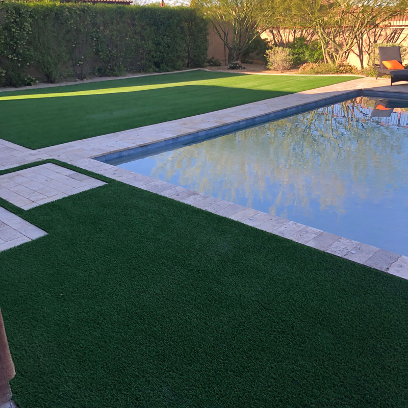 new artificial turf and pool